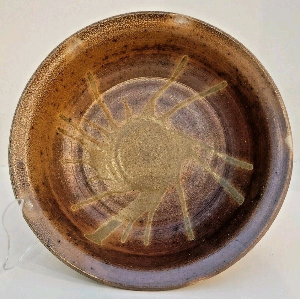 Cross Creek Pottery 8" Abstract Design Glazed Bowl, Hand Made Seagrove, NC